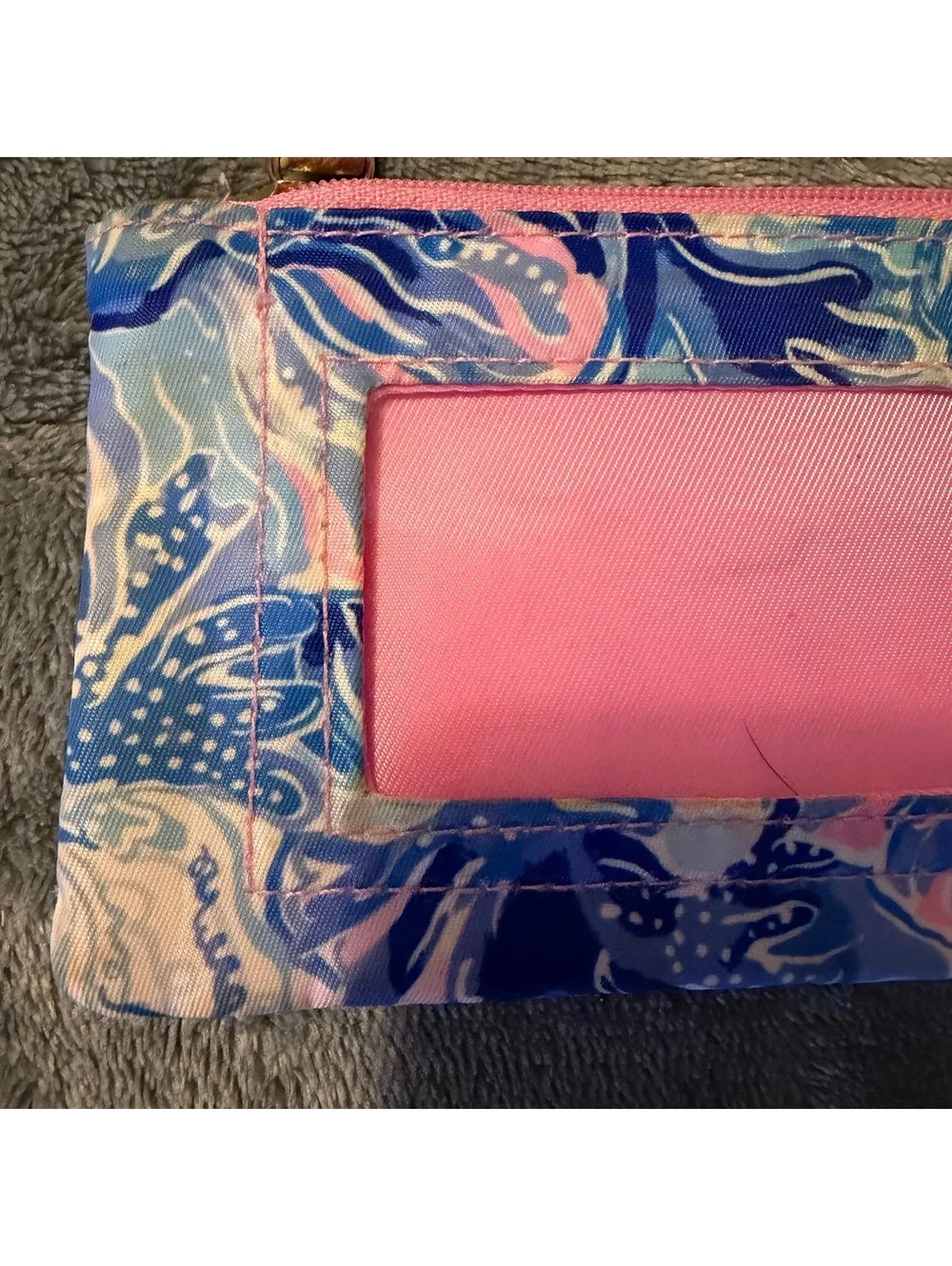 Lilly Pulitzer Keychain Card Holder Wallet Blue Pink Floral